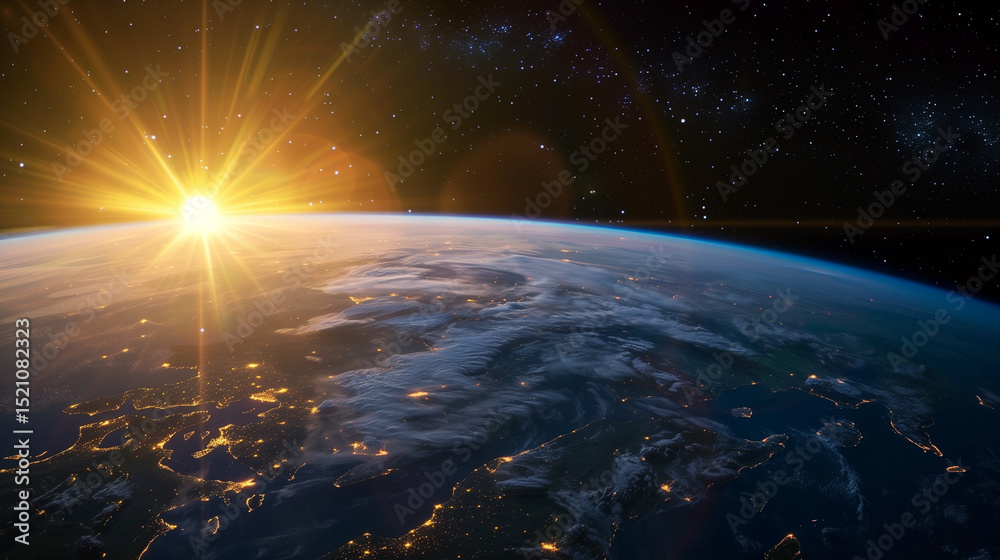 Planet Earth with detailed relief and atmosphere. Blue space background with earth and galaxy. Planet Earth with detailed relief and atmosphere. Blue space background with earth and galaxy.