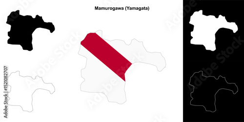 Mamurogawa (Yamagata) outline map set