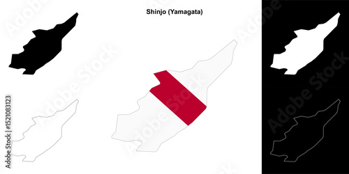 Shinjo (Yamagata) outline map set