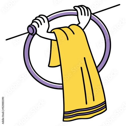 Illustration of a towel hanging with both hands