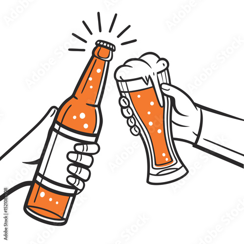 beer bottle and glass