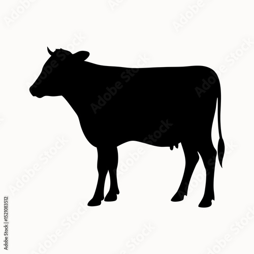 Cow silhouette logo. Black side view icon domestic cow isolated on white background. Vector illustration.