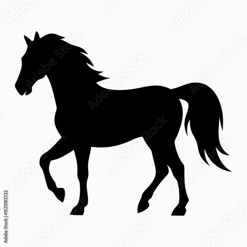 Horse silhouette logo. Black icon horse isolated on white background. Vector illustration side view.