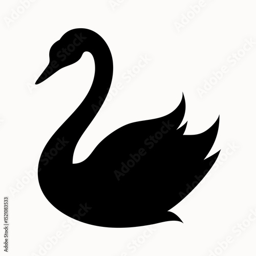 Swan bird silhouette logo. Black icon swan isolated on white background. Vector illustration side view.