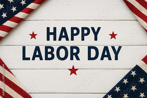 Happy labor day holiday background with american flag decor