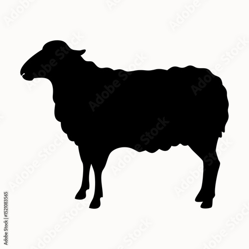 Sheep silhouette logo. Black side view icon lamb isolated on white background. Vector illustration.