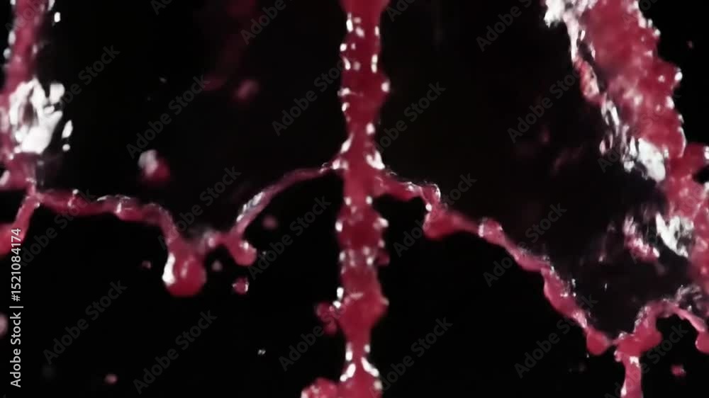 Crimson Cascade Fluidity Slow Motion Display Against Dark Backdrop
