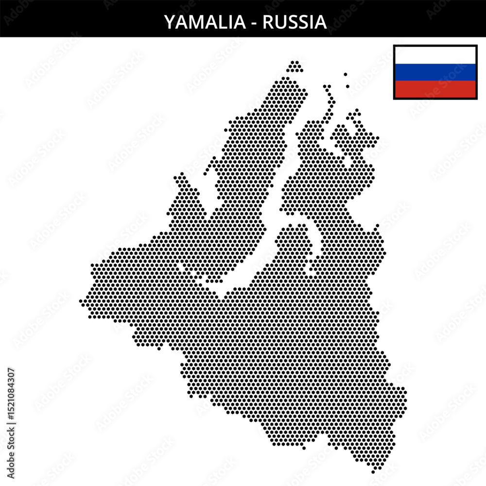 Obraz premium Small hexagonal dotted map of Yamalia in Russia