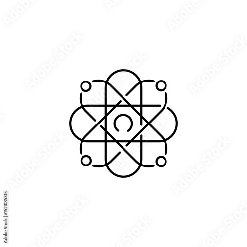 Molecule cell, atom icon for app web logo banner poster, Editable Stroke