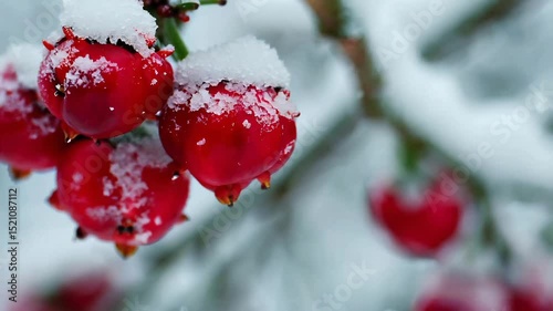 red berries covered with snow