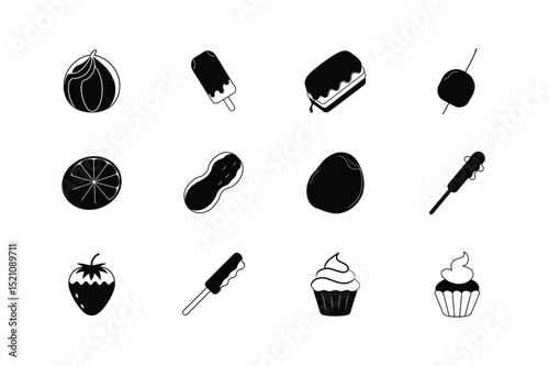 Sweet Treats Icons A Collection of Delicious Dessert Illustrations