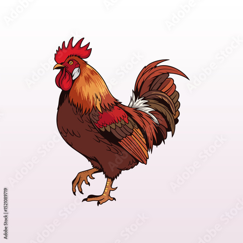 vector illustration of a rooster on a pink background	
