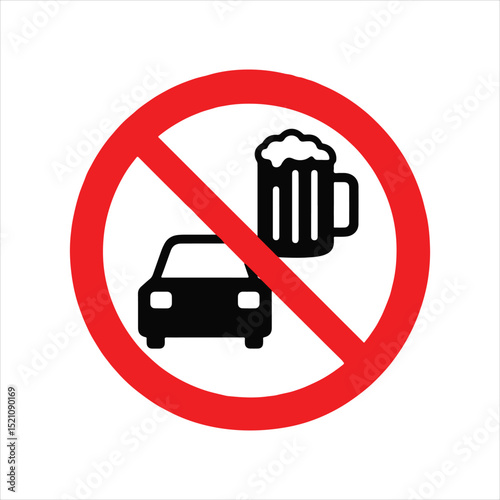 Don't Drink and Drive: Safety Prohibition Symbol for Responsible Road Use

