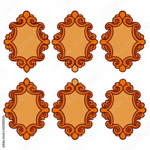 icon antique carved gild vector illustration