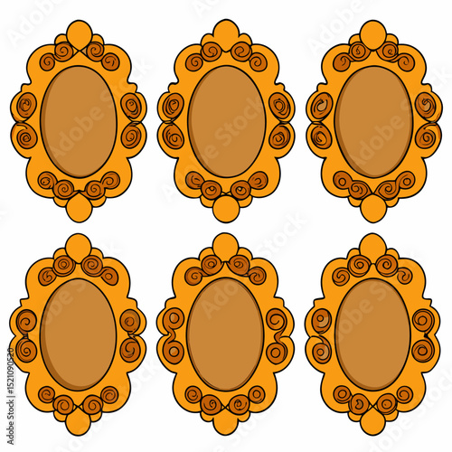icon antique carved gild vector illustration