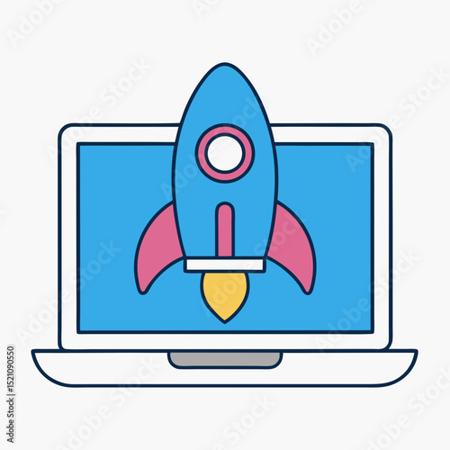 icon rocket coming out vector illustration
