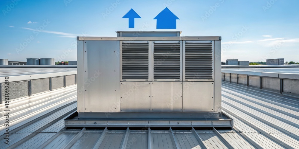 Fototapeta premium Furnace Filter concept. Rooftop air conditioning unit under a clear blue sky.