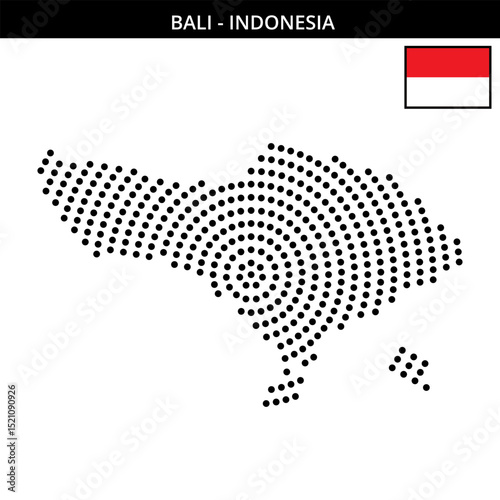 Big circular dotted map of bali in Indonesia