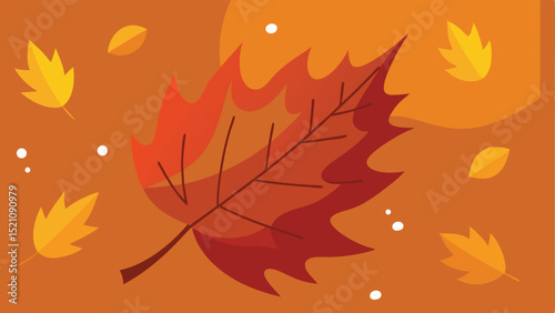Autumnal background with falling leaves and red leaf design