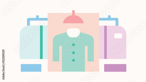 Clothing store or laundry service with garment display in soft colors
