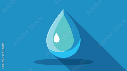 Water droplet illustration clean minimalist design on a blue background