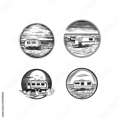 Campervan  design vector template illustration