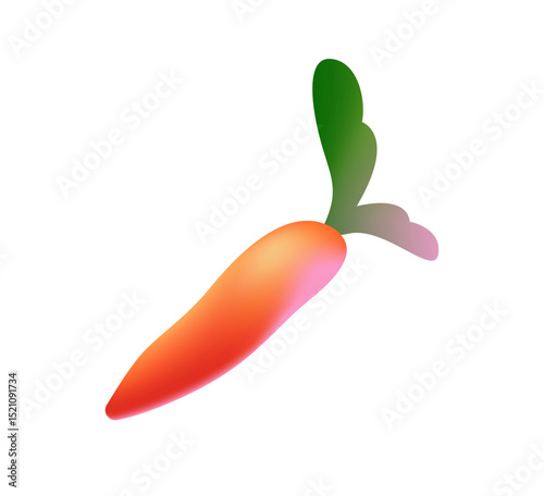 Gradient style icon of carrot with green leaves. Orange root vegetable. Farming crop, natural farm food, healthy eating. Agriculture harvest. Flat isolated vector illustration on white background