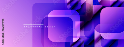 Abstract purple background. Overlapping rounded squares create dynamic visual effect. Modern design suitable for digital projects.