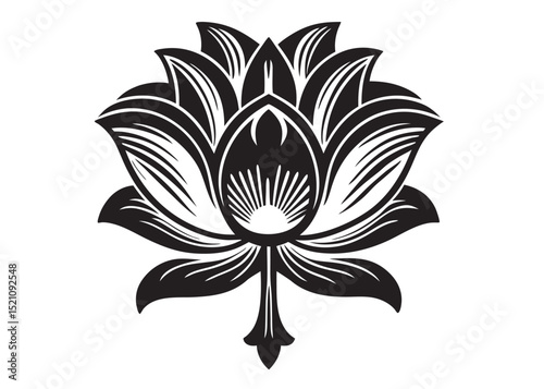 lotus flowar logo silhouette vector, nelumbo nucifera logo icon silhouette, black lotus flowar logo silhouette illustration, lotus blossoms flower vector logo silhouette design on white background 