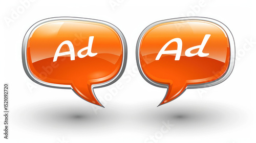Vibrant Orange Speech Bubbles with Ad Text for Advertising and Marketing Promotions in Digital Media