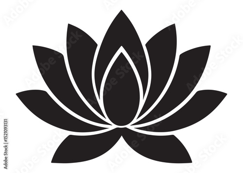 lotus flowar logo silhouette vector, nelumbo nucifera logo icon silhouette, black lotus flowar logo silhouette illustration, lotus blossoms flower vector logo silhouette design on white background 