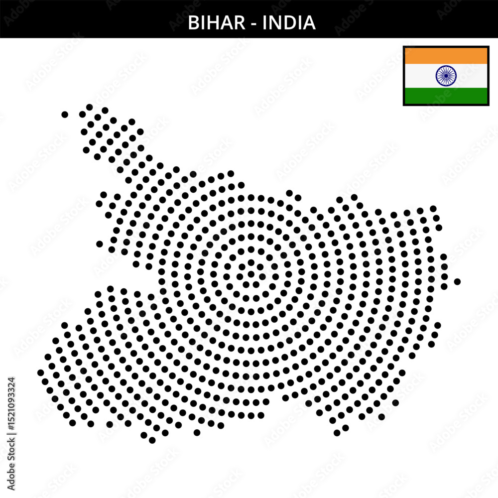 Obraz premium Big circular dotted map of bihar in India