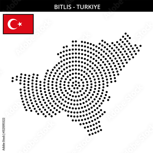 Big circular dotted map of bitlis in Turkiye