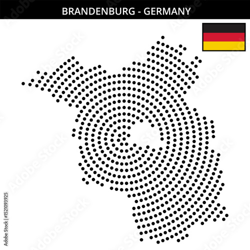 Big circular dotted map of brandenburg in Germany