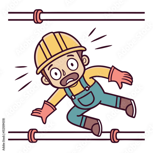 Worker Falling From Height During Pipe Installation