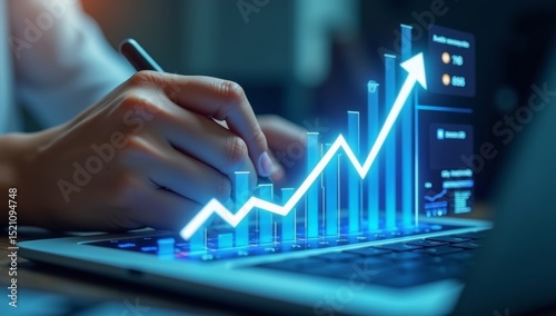 Business and finance with an expert analyzing financial data for growth, Financial analysis and planning and strategies to maximize sales profits. Plan investments.