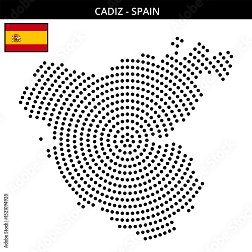 Big circular dotted map of cadiz in Spain