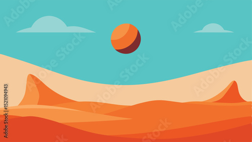 Desert landscape with dunes and sky in minimalist style vector illustration