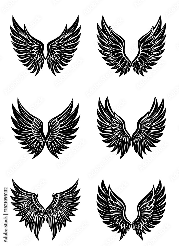 Black Feather Wings Icons Set in Vector Format. Bird and Angel Silhouette Wing Collection on White Background. Ideal for Stylish Logo Design and Decorative Emblem Projects
Black Feather Wings Icons Set in Vector Format. Bird and Angel Silhouette Wing Collection on White Background. Ideal for Stylish Logo Design and Decorative Emblem Projects