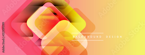 Abstract geometric shapes, vibrant gradients. Yellow, orange, pink hues blend smoothly. Modern design element for backgrounds.