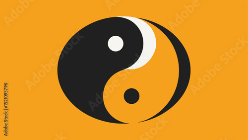 Yin yang symbol on orange background representing balance and harmony