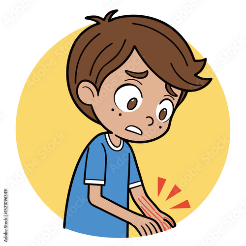 A Young Boy Injured Arm Wound First Aid