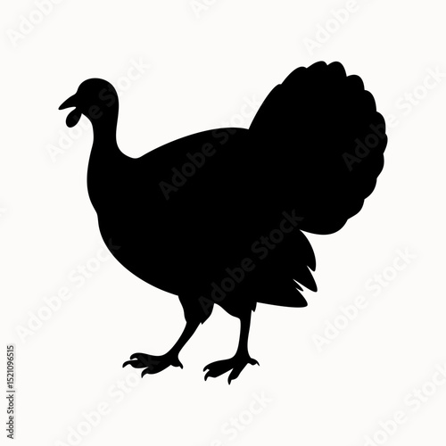 Domestic turkey silhouette logo. Black icon turkey  isolated on white background. Vector illustration side view 