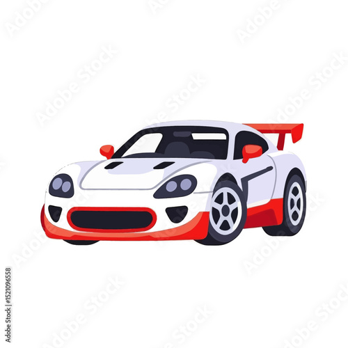 Racing-Sports-Car-Vector-Illustration-White-Red