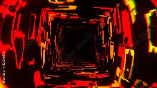 Orange and Red Framework of Changing Abstract Forms Background VJ Loop in 4K