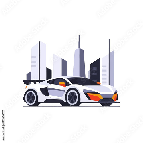 Sports-Car-Cityscape-Illustration-Vector