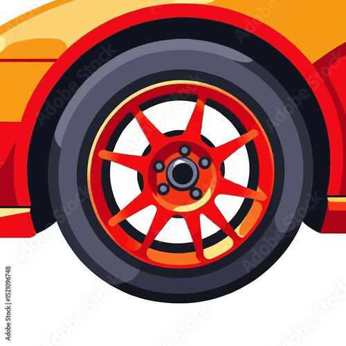 Red-Car-Wheel-Close-Up-Racing-Tire-Detail