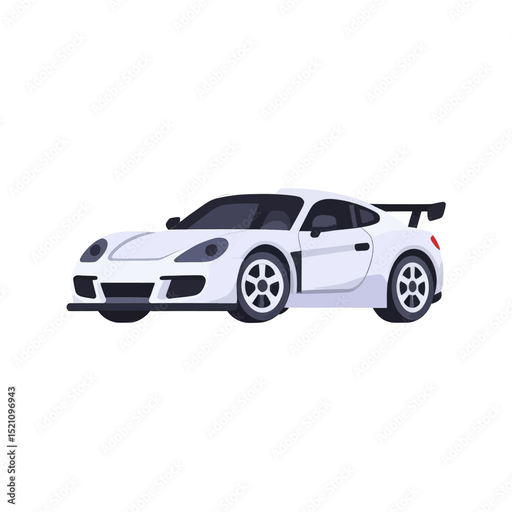 Naklejka premium White-Sports-Car-Racing-Vector-Illustration