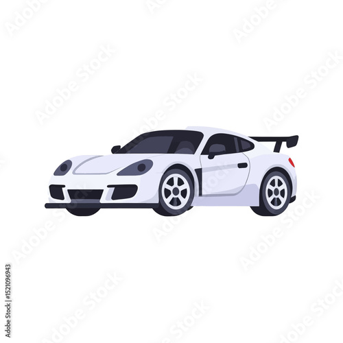 White-Sports-Car-Racing-Vector-Illustration