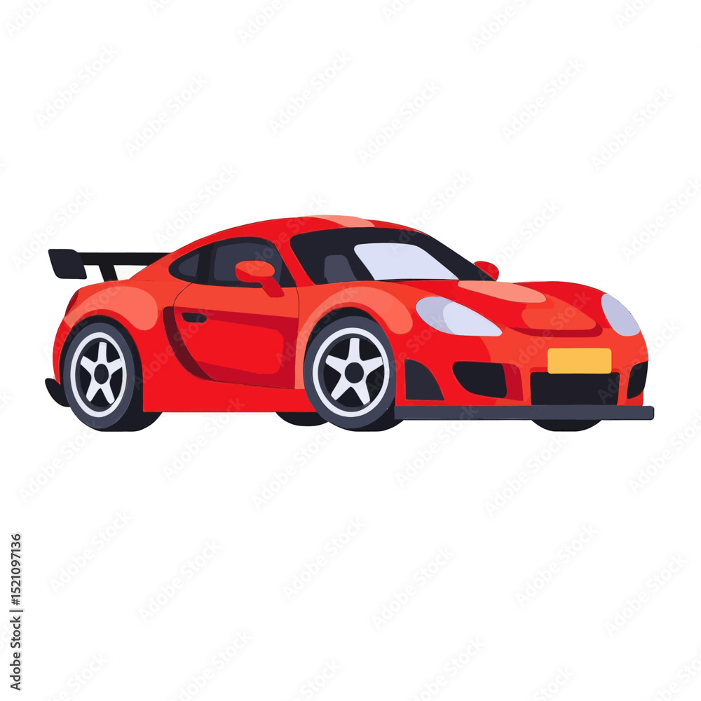 Fototapeta premium Red-Sports-Car-Racing-Vector-Illustration